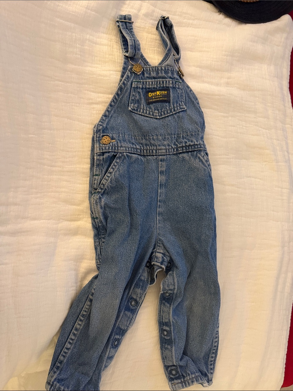 Vintage OshKosh B'gosh Light Blue Denim Overalls- MADE IN USA- 24M